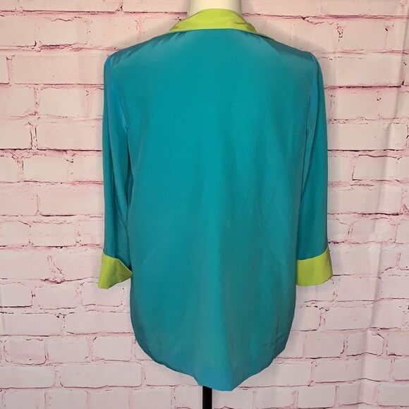 🖤 Chadwick’s | Neon Blue Silk Single Button Blazer - Picture 5 of 5